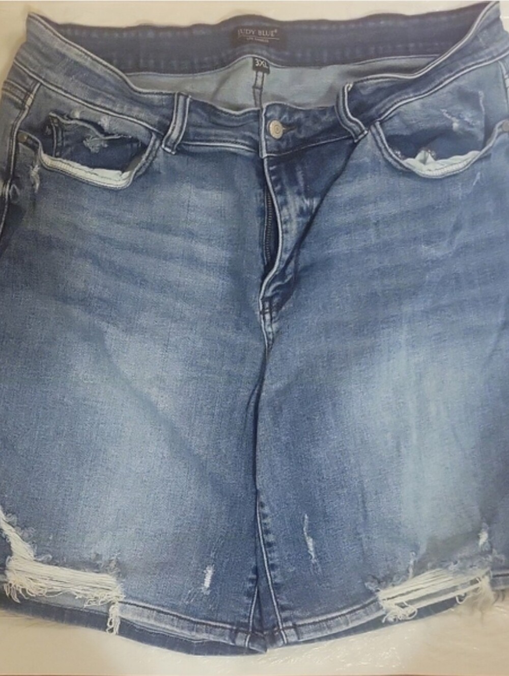 #69 (Bundle 5 For $35) Judy Blue Distressed Medium Wash Denim Shorts